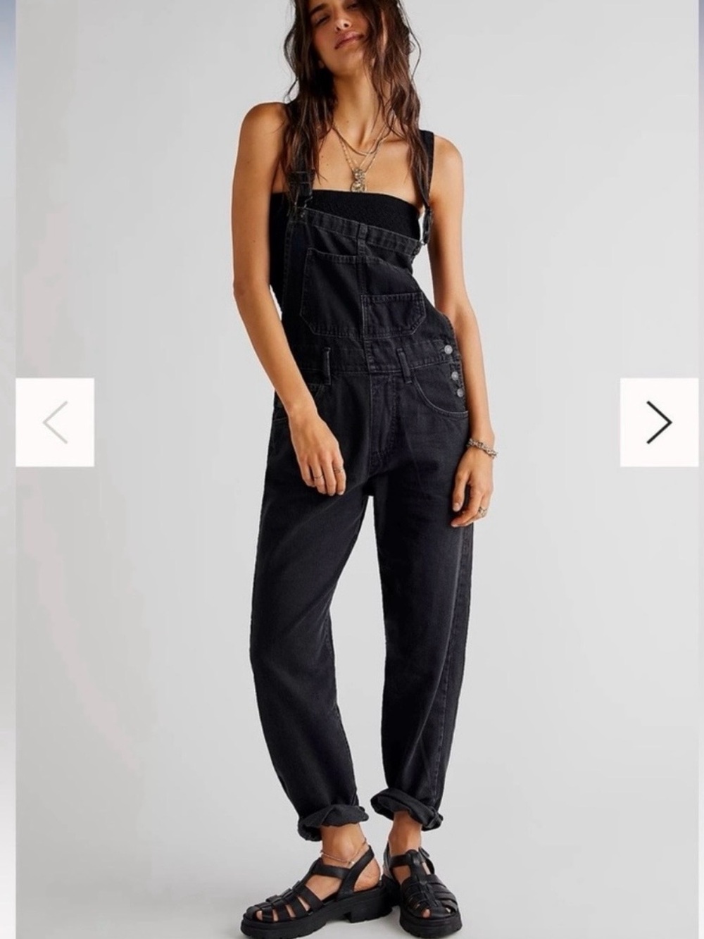 We The Free Black Women's Denim Overalls with Bib Pocket